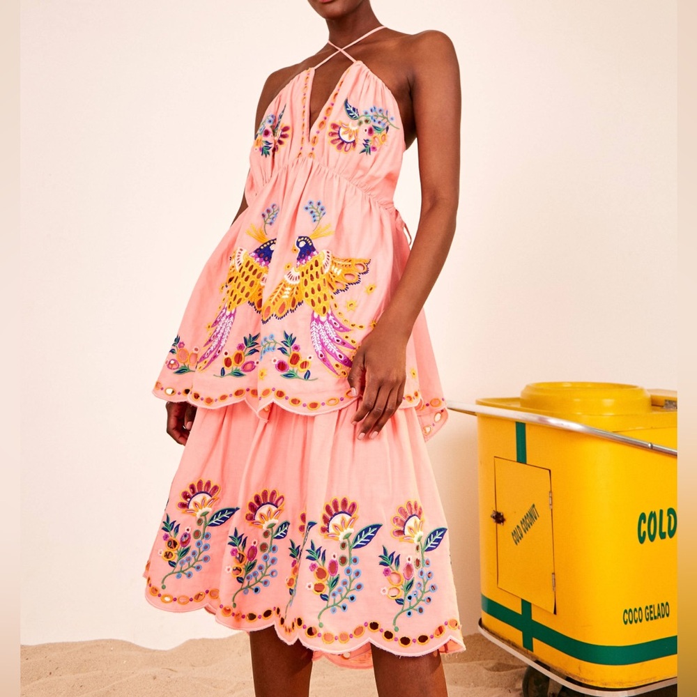 Farm Rio Richelieu Crossed Front Midi Dress